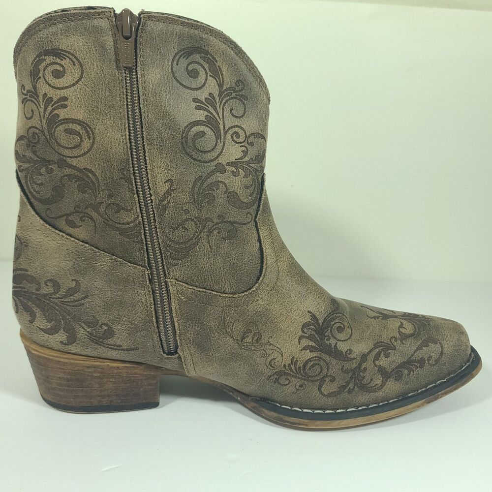 Roper Short Stuff Womens Size 11 Western Boots Ankle Booties Brown Side Zip EUC - Picture 4 of 16